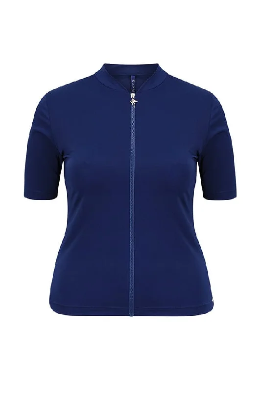 Chlorine Resistant Navy Wetshirt Short Sleeve Rash Vest Fleece Nylon Spandex