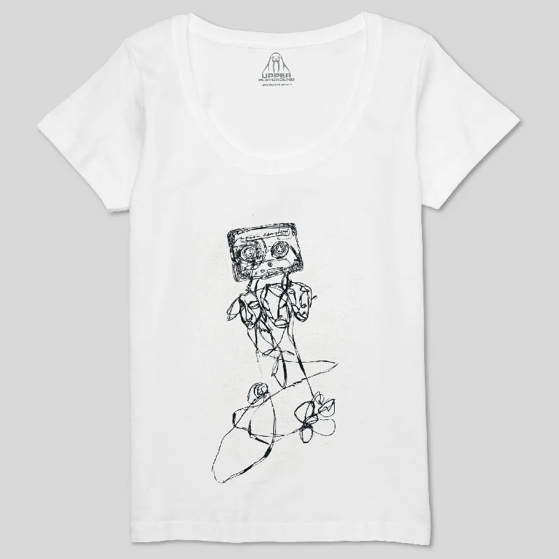 SLOW JAMS WOMEN'S SCOOP NECK SHIRT Solid Print Embellished