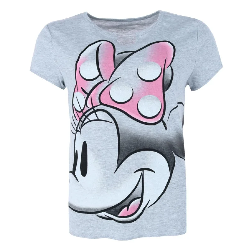 Jerry Leigh Women's Disney Minnie Mouse V-Neck T-Shirt Houndstooth Herringbone Solid