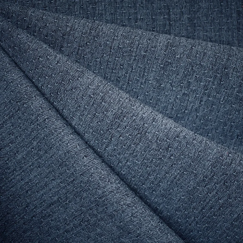 Dobby Stitch Texture Cotton Shirting Denim Blue Front Pockets Side Pockets Patch Pockets