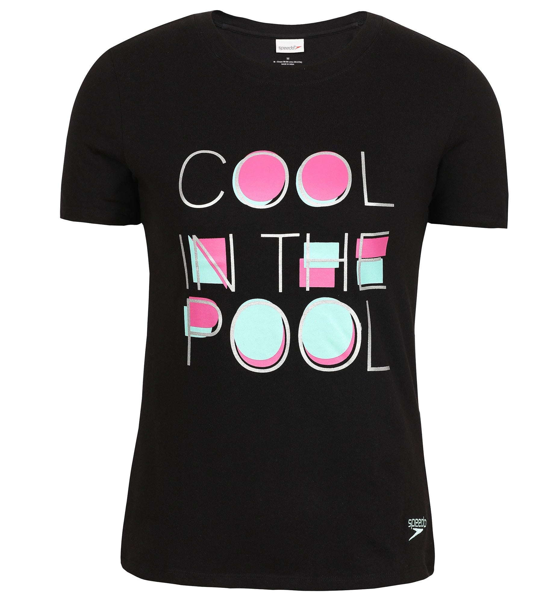 Women's Cotton Blend Cool Graphic Print Round Neck T-Shirt - Black Basic T-Shirt Crew Neck Short Sleeve