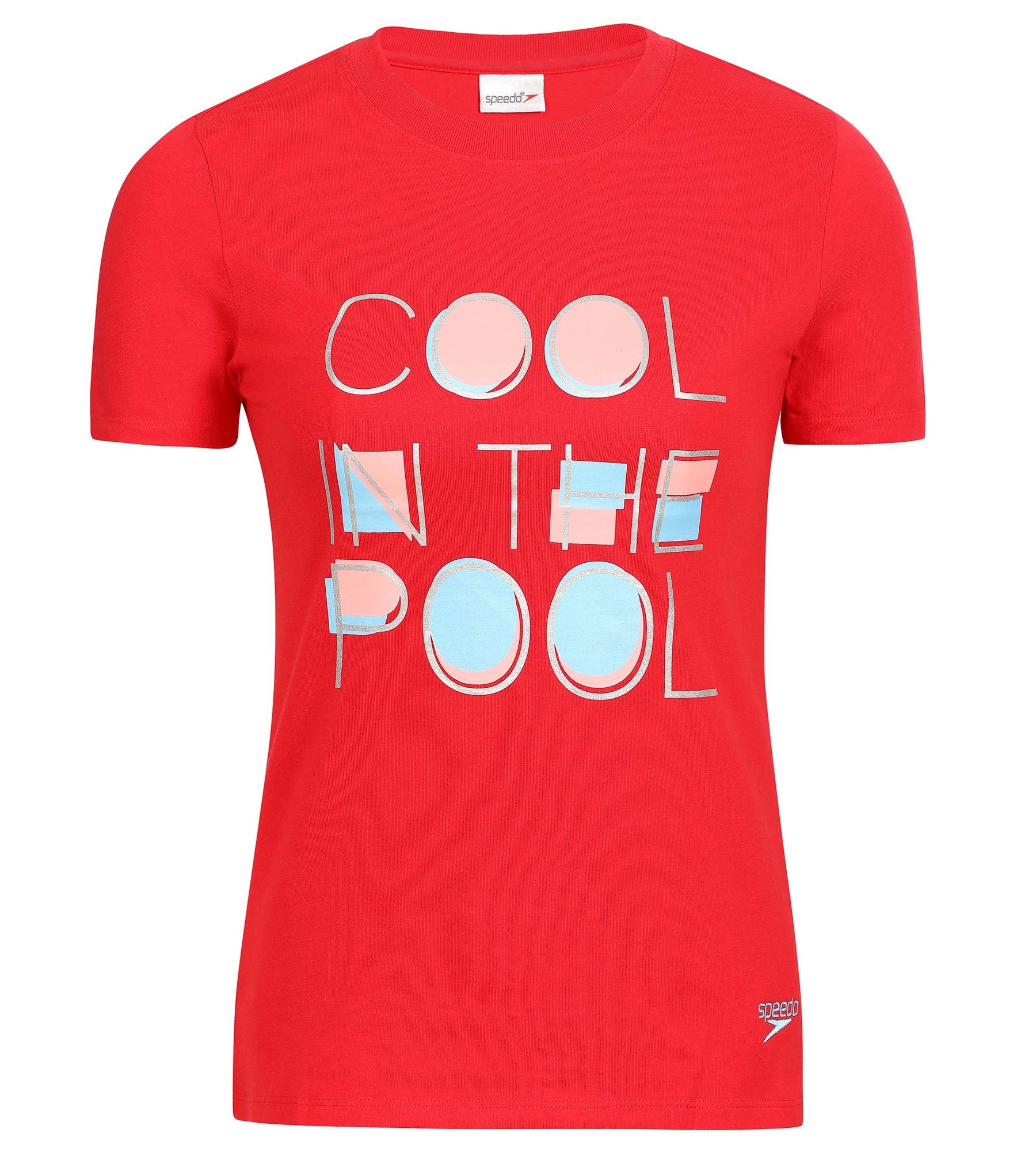 Women's Cotton Blend Cool Graphic Print Round Neck T-Shirt - Usa Red Ribbed T-Shirt High Neck Heavyweight