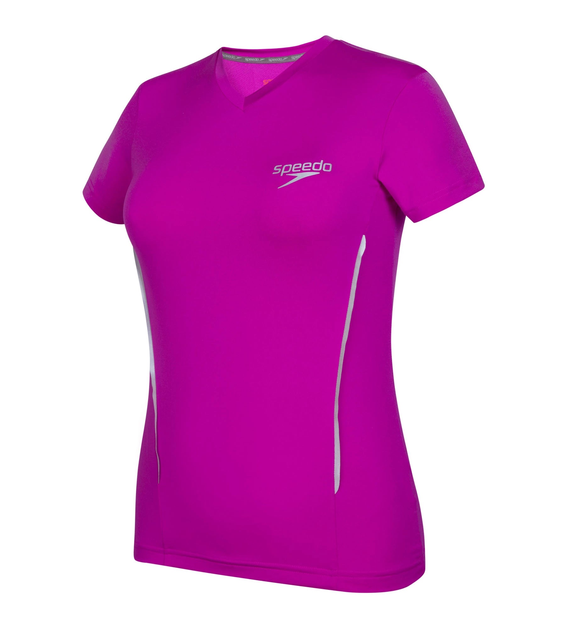 Women's Antimircobial Polyester Elastane Quick Dry V-Neck T-Shirt - Diva & Silver Satin Blend Silk Blend Wool Blend
