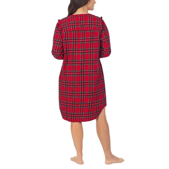Flannel Long Sleeve Nightshirt Modern Contemporary Chic