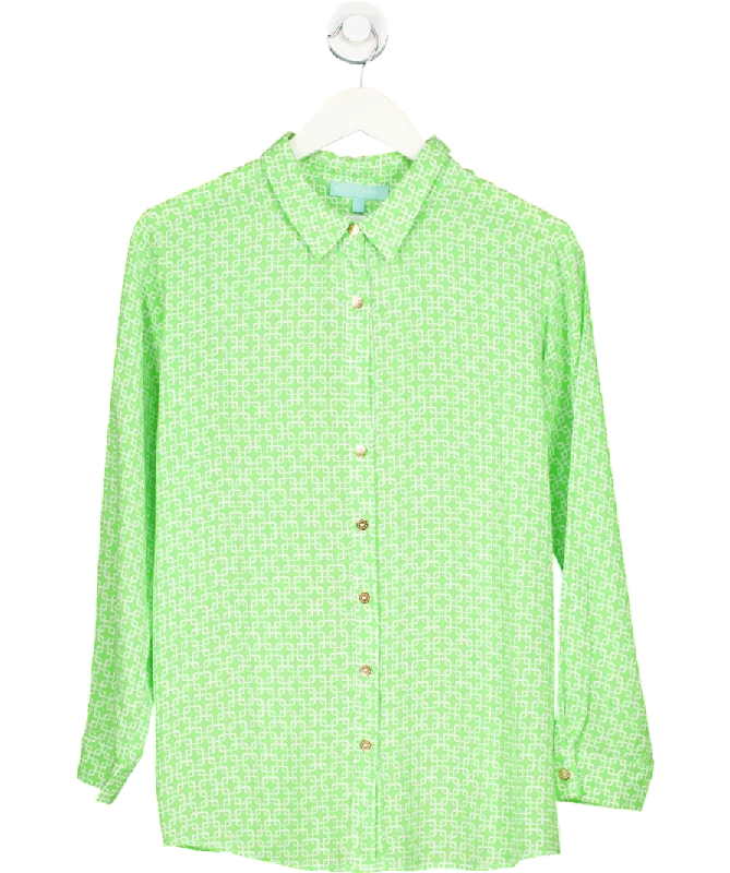 Melissa Odabash Green Links Pattern Beach Shirt UK S Machine Wash Dry Clean Hand Wash