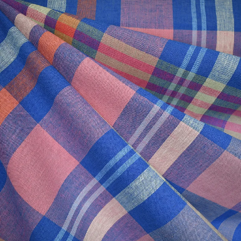 Merchant & Mills Acrobat Large Plaid Cotton Linen Shirting Cerulean Print Jacquard Patchwork