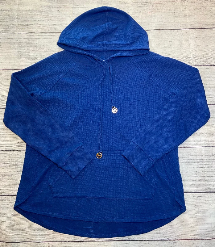 Michael Kors Womens Blue Long Sleeve Knit Shirt NWOT Size Medium Spandex Blend Rayon Blend Denim Blend