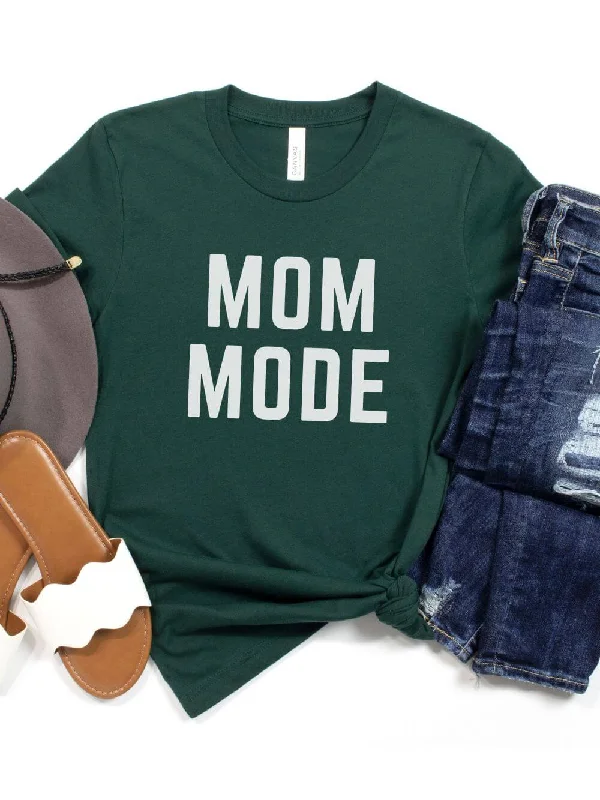 Mom Mode White T-Shirt Bella + Canvas Unisex Jersey Short Sleeve Tee - Many Colors Embroidered Appliqued Beaded