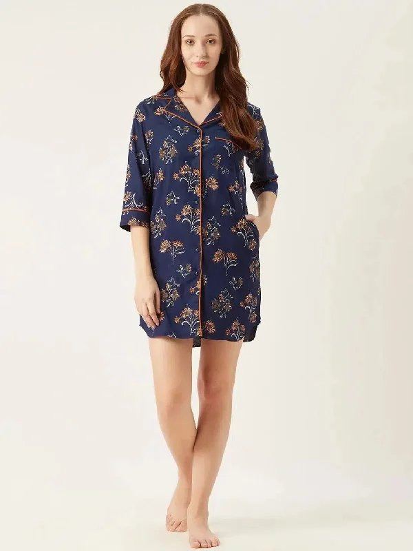 Night shirts in Navy Beaded Sequined Faux Fur