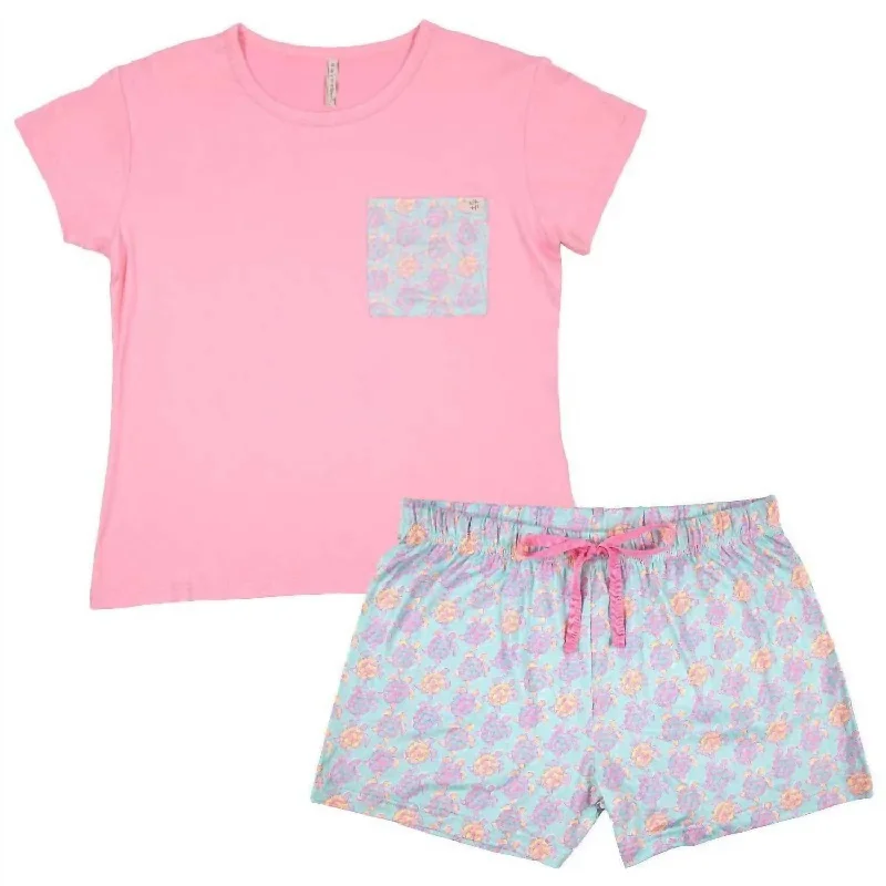 Pajama Lounge Set In T-Shirt Turtle Anti-Shrink Durable Soft