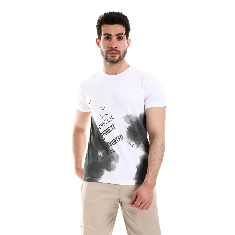 Cotton Patterned Slip On T-Shirt (8314) - Pavone Welt Pockets Slit Pockets