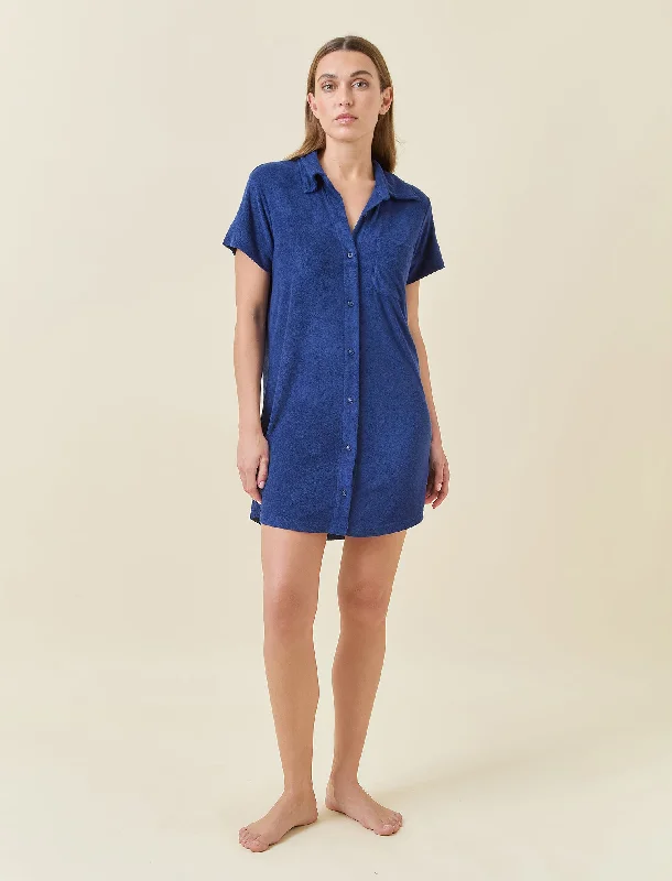 Resort Terry Nightshirt Print Jacquard Patchwork