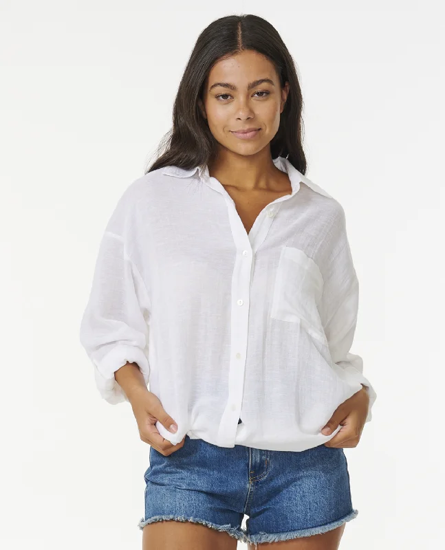Rip Curl Premium Linen Holiday Surf Shirt Silk Blend Satin Velvet