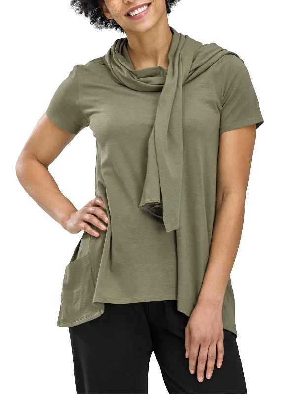 Perfect Protect Short Sleeve Scarf Tee Shirt Fitted T-Shirt Seamless Stretchy