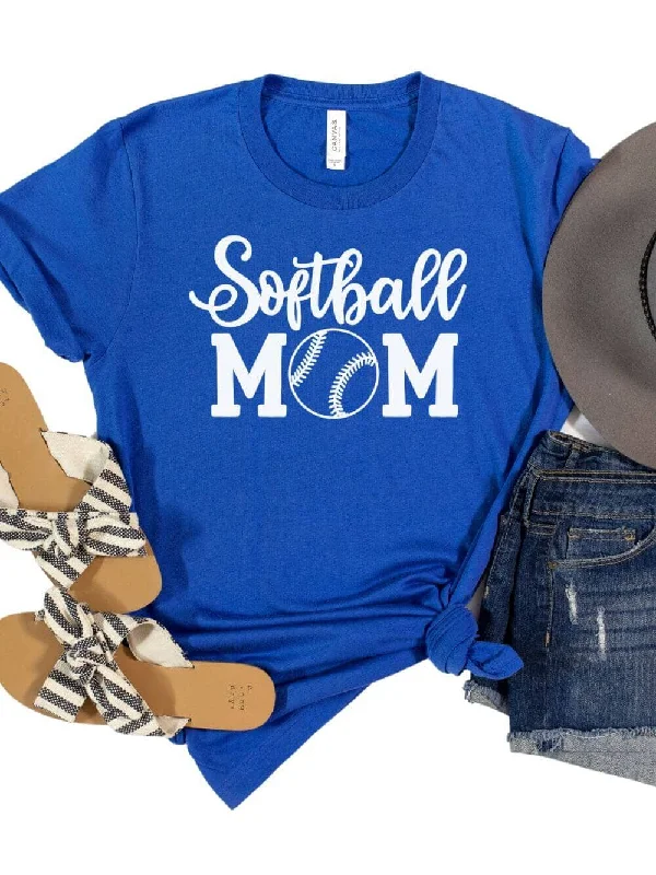 Softball Mom T-Shirt in 12 Team Colors Fashionable Trendy Casual