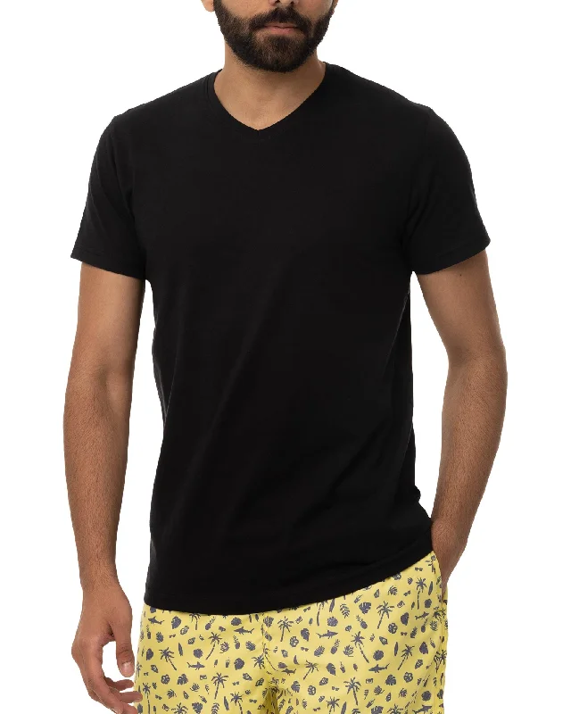 V-Neck Cotton T-Shirt - FIN Clothing Mesh Fabric Canvas Fabric Denim Fabric