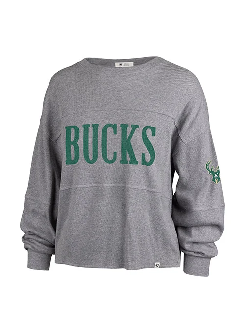 Women's '47 Brand Jada Milwaukee Bucks Long Sleeve T-Shirt Ribbed T-Shirt High Neck Heavyweight