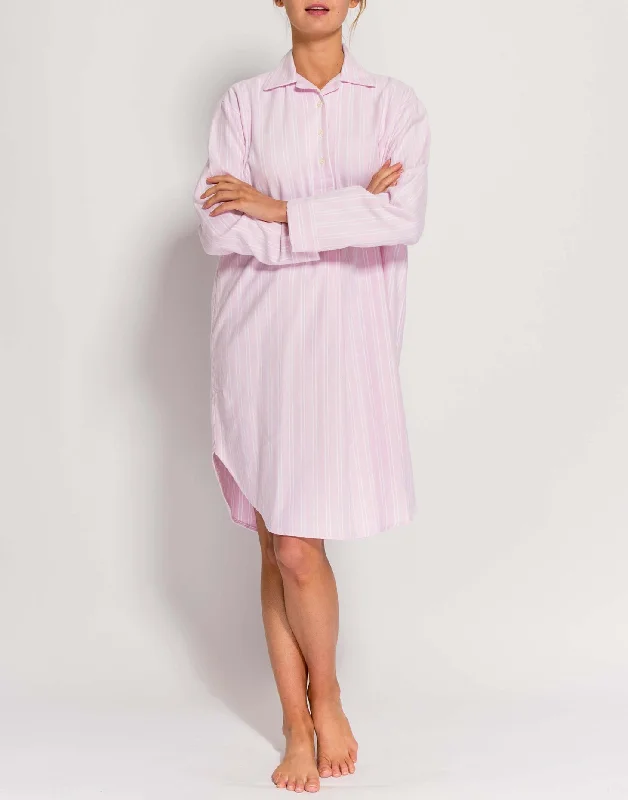 Women's Brushed Cotton Nightshirt – Westwood Pink Stripe Fitted T-Shirt Seamless Stretchy