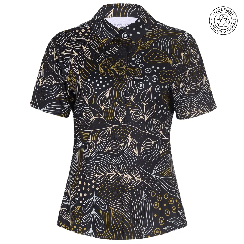 Women's Short Sleeve Catalyst Button-Down Shirt Beaded Sequined Faux Fur
