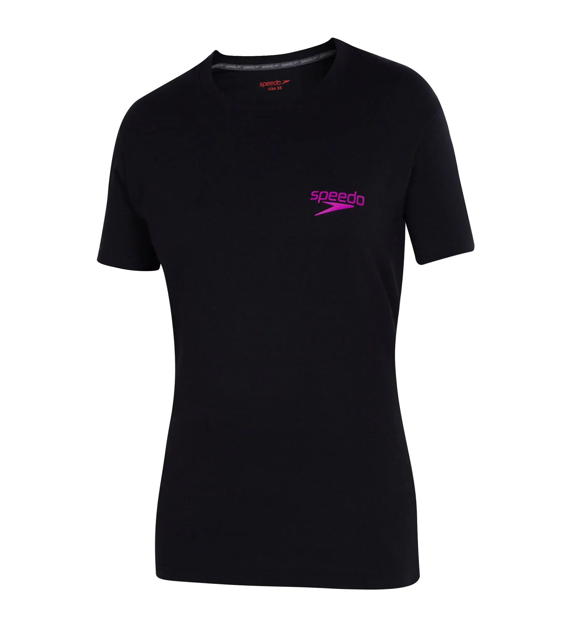 Women's Antimircobial Cotton Blend Large Logo Round Neck T-Shirt - Black & Diva Houndstooth Herringbone Solid