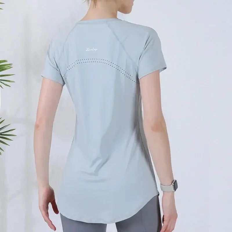 Cover Hip Gym Shirt Fitness Workout Top Mesh Canvas Denim