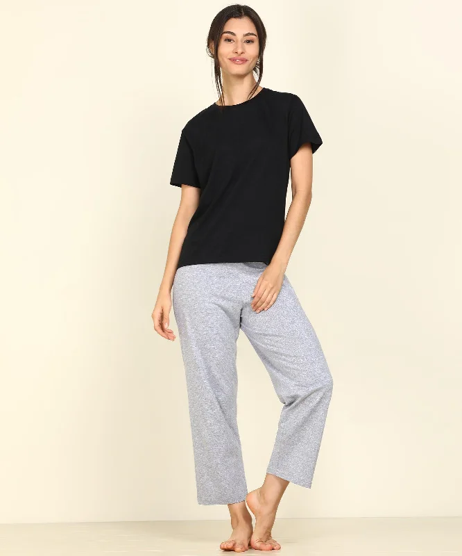Women T-shirt & Pyjama Set Pure Soft Cotton (Black/Grey) Modern Contemporary Chic